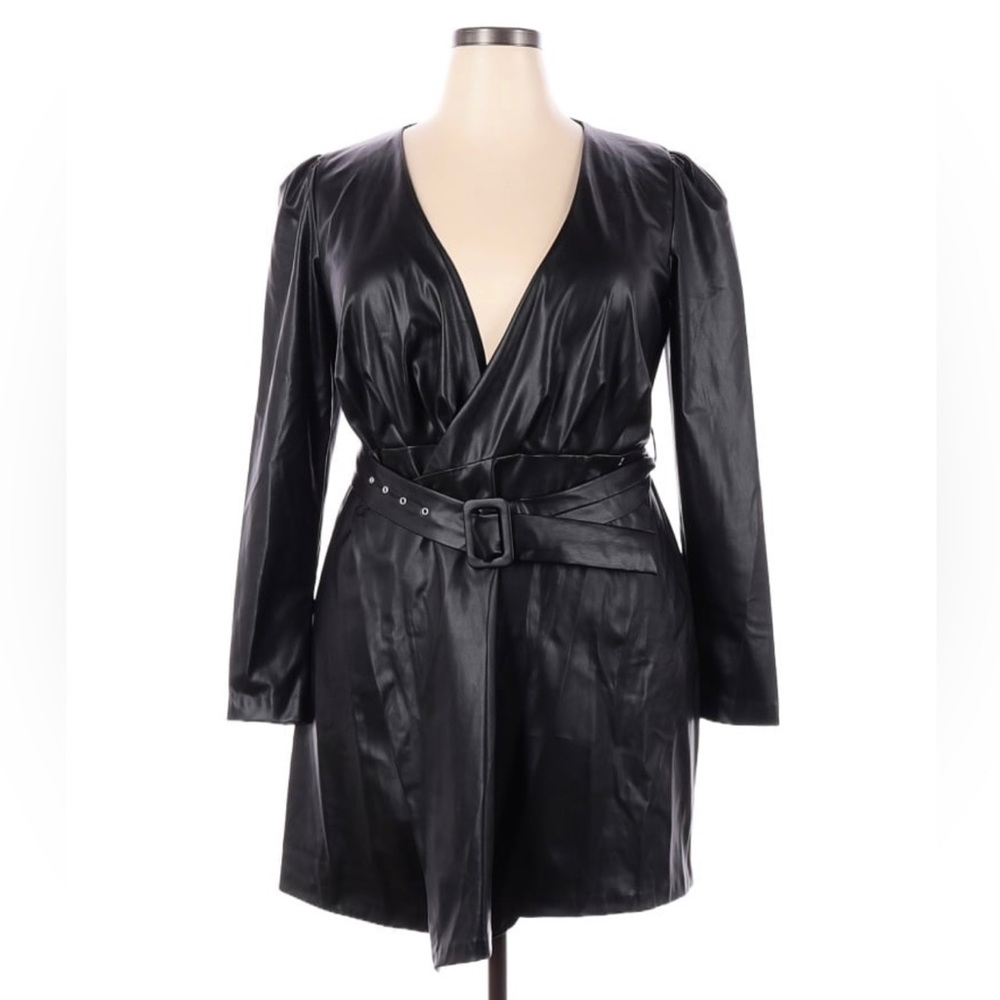 Zara black leather wrap dress size XXL